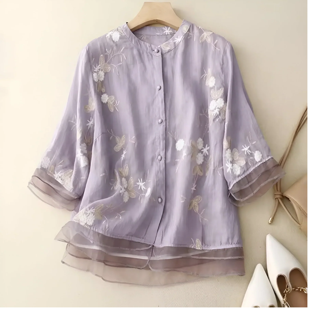 Mira - Blouse boutonnée brodée